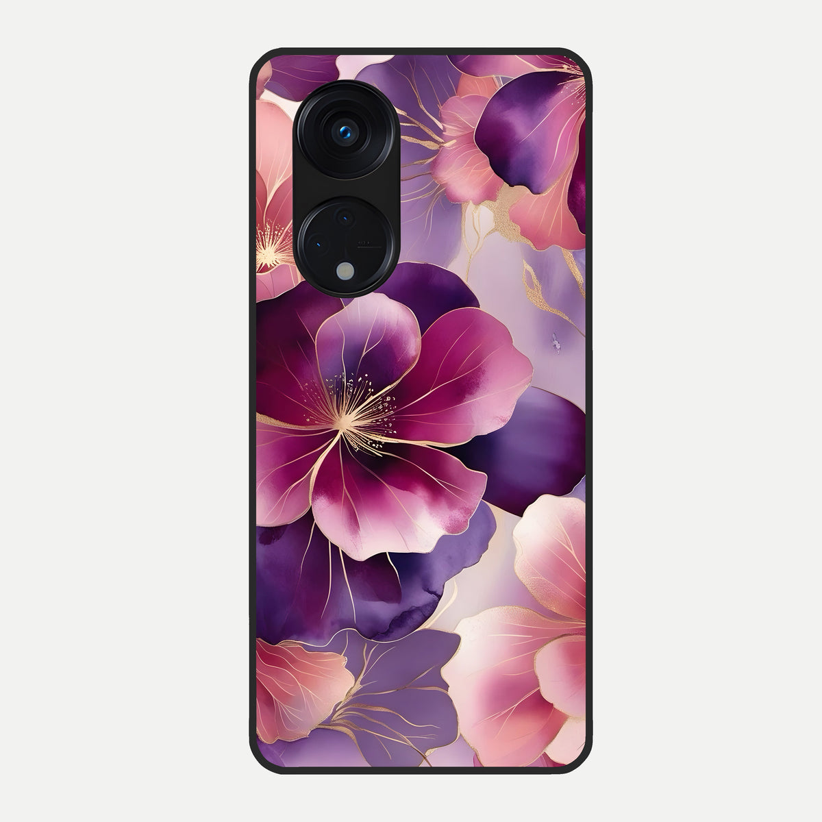  Pink Bouquet Florals Glass Case For Oppo Reno 8T 5G back cover – full design glossy printed glass finish