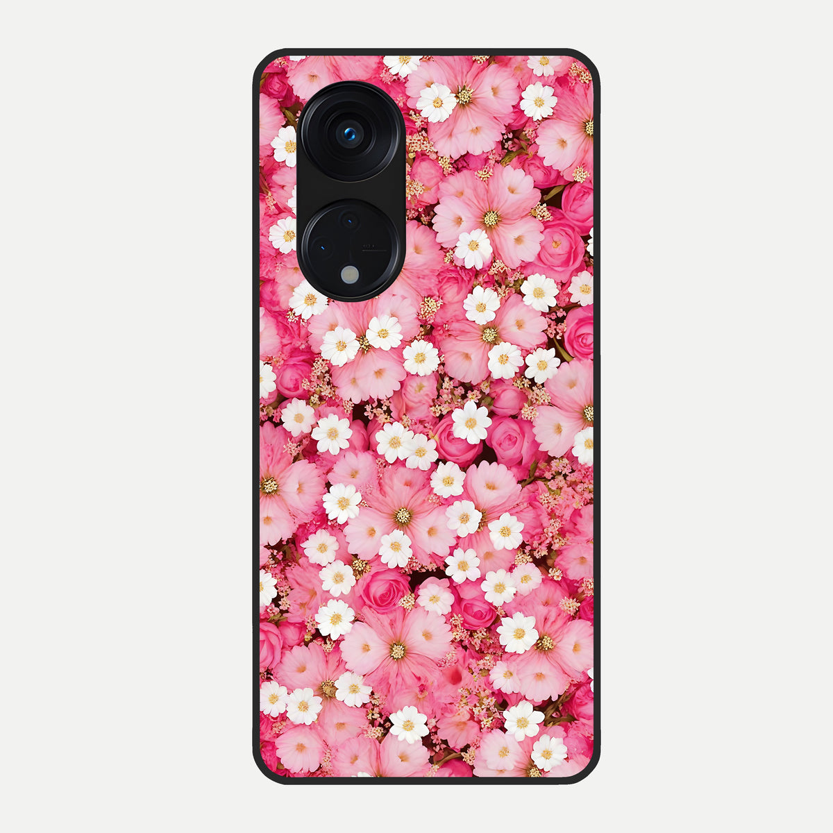  Pink Daisy Bliss Glass Case For Oppo Reno 8T 5G back cover – full design glossy printed glass finish