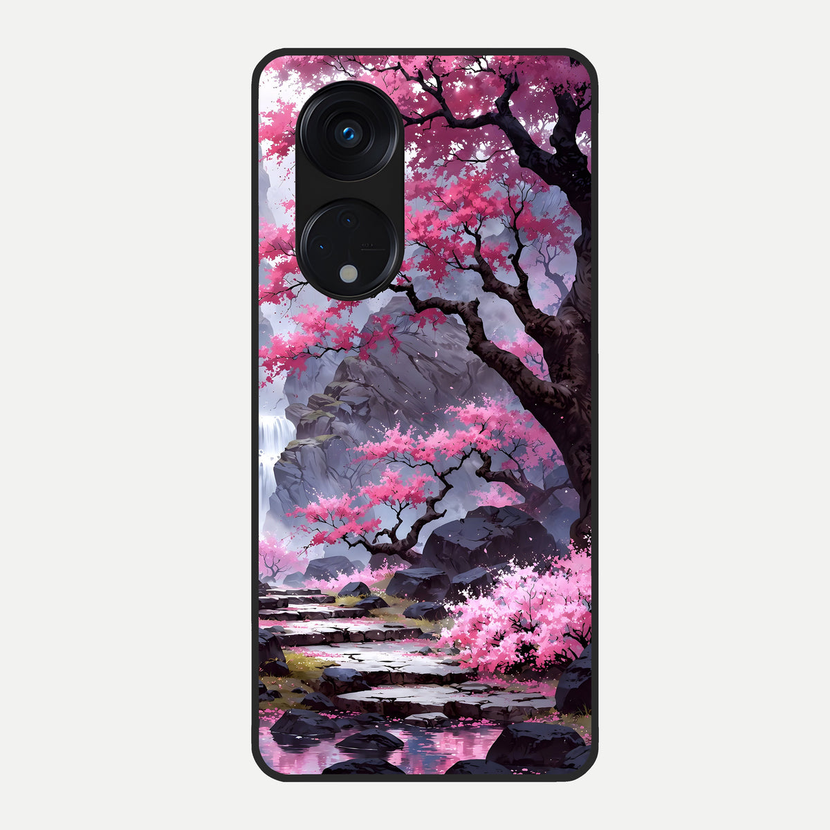  Pink Sunflower Glow Glass Case For Oppo Reno 8T 5G back cover – full design glossy printed glass finish