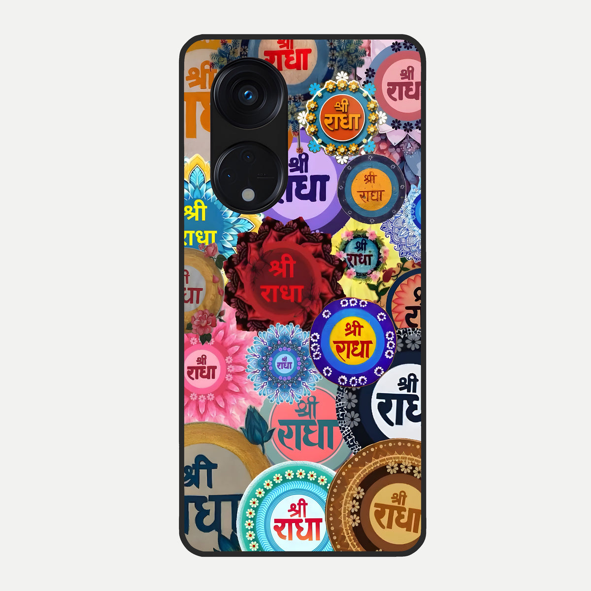  Radha Divine Bloom Glass Case For Oppo Reno 8T 5G back cover – full design glossy printed glass finish