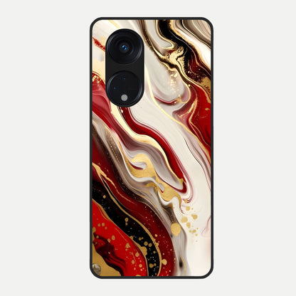  Red And White Marble Glass Case For Oppo Reno 8T 5G back cover – full design glossy printed glass finish