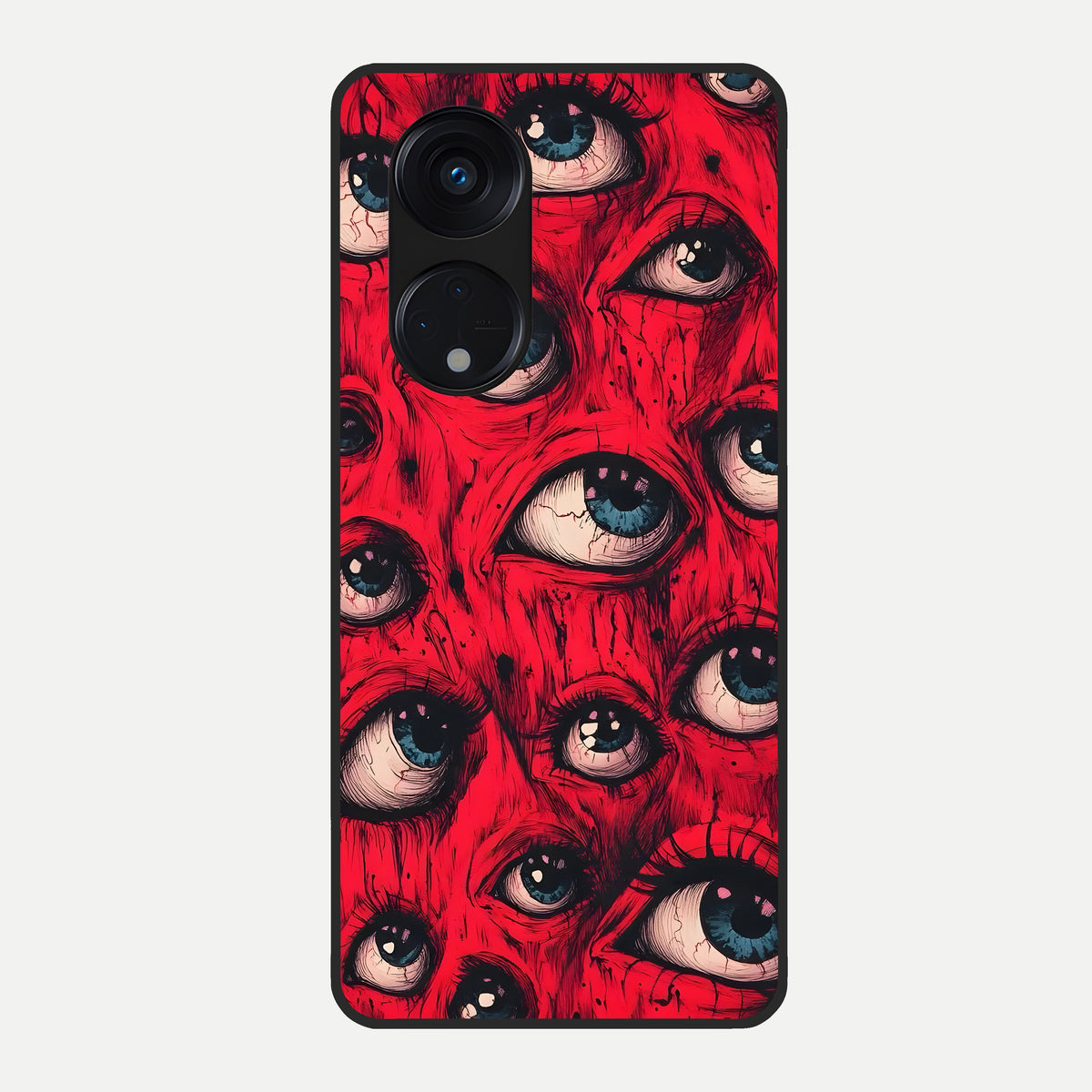  Red Eyes Pattern Glass Case For Oppo Reno 8T 5G back cover – full design glossy printed glass finish