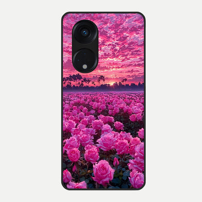  Rose Sunset Valley Glass Case For Oppo Reno 8T 5G back cover – full design glossy printed glass finish