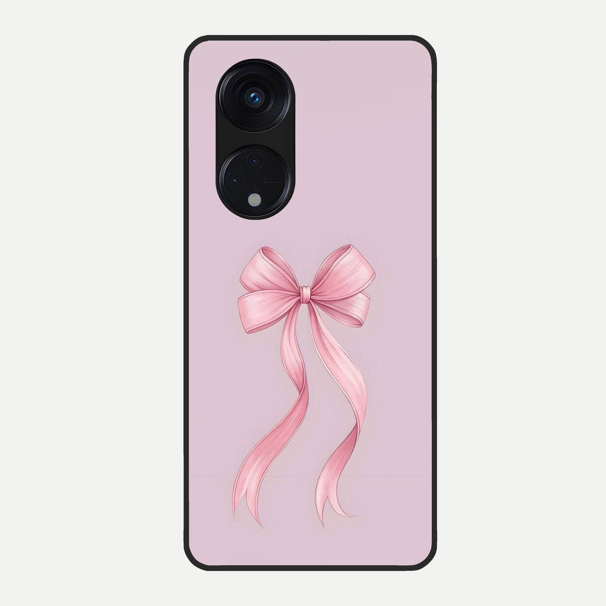  Soft Blush Bow Glass Case For Oppo Reno 8T 5G back cover – full design glossy printed glass finish
