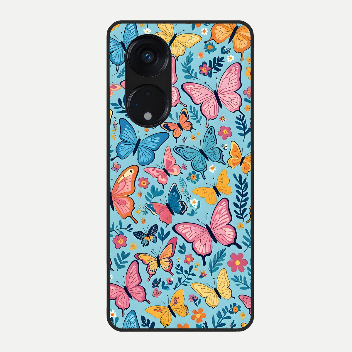  Spring Wing Garden Glass Case For Oppo Reno 8T 5G back cover – full design glossy printed glass finish