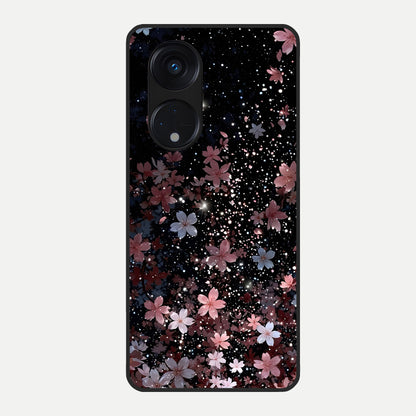  Starlit Flower Dreams Glass Case For Oppo Reno 8T 5G back cover – full design glossy printed glass finish