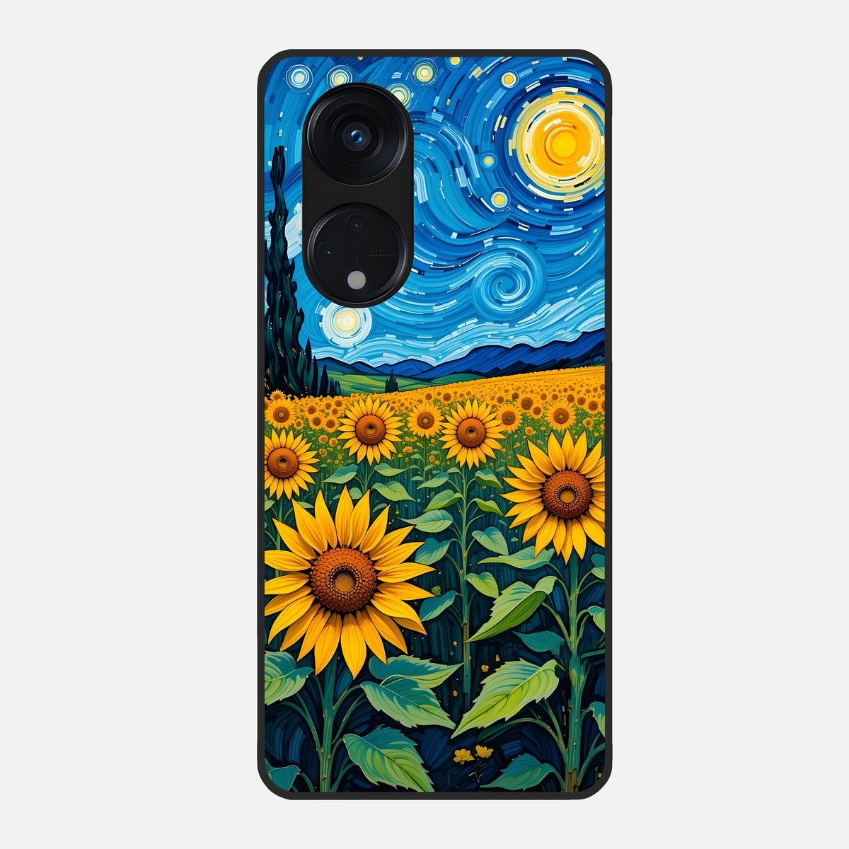  Starry Sunflower Dreams Glass Case For Oppo Reno 8T 5G back cover – full design glossy printed glass finish