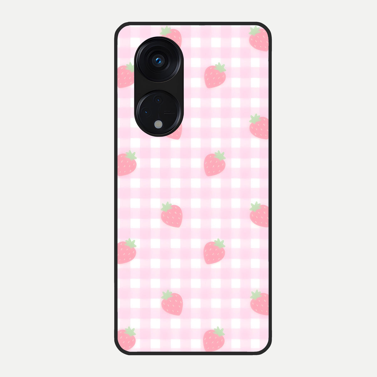  Strawberry Picnic Love Glass Case For Oppo Reno 8T 5G back cover – full design glossy printed glass finish