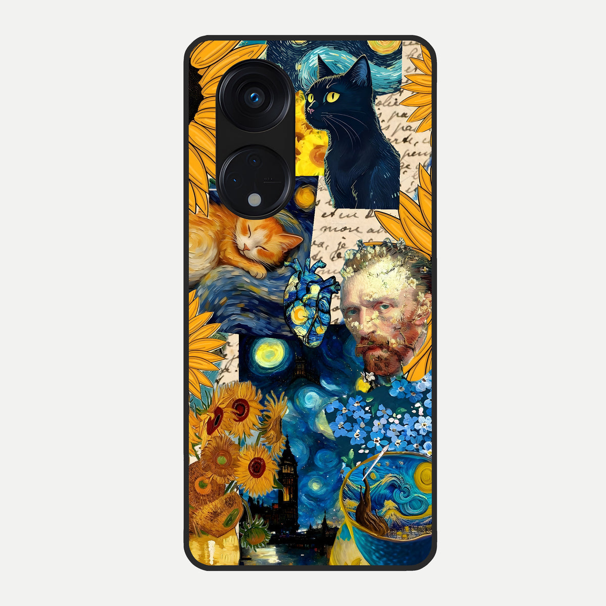  Sunflower Chic Mood Custom Name Glass Case For Oppo Reno 8T 5G back cover – full design glossy printed glass finish