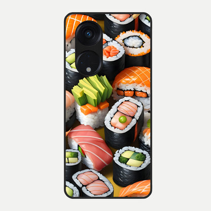  Sushi Food Pattern Glass Case For Oppo Reno 8T 5G back cover – full design glossy printed glass finish