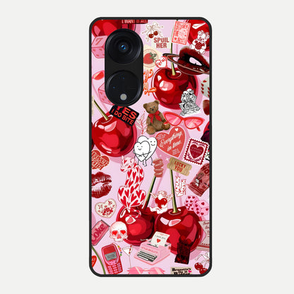  Sweet Cherry Chaos Glass Case For Oppo Reno 8T 5G back cover – full design glossy printed glass finish