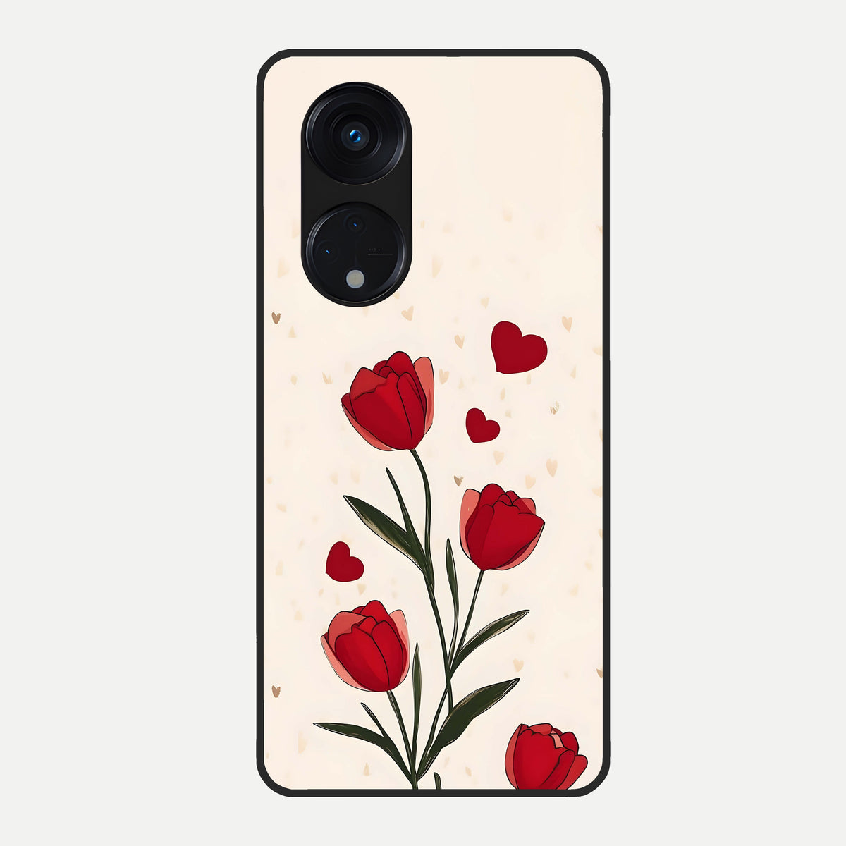  Tulip With Heart Glass Case For Oppo Reno 8T 5G back cover – full design glossy printed glass finish