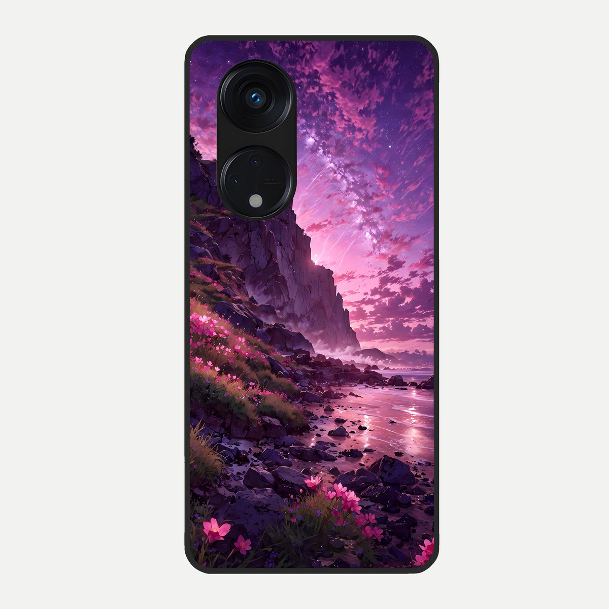  Twilight Blossom Coast Glass Case For Oppo Reno 8T 5G back cover – full design glossy printed glass finish