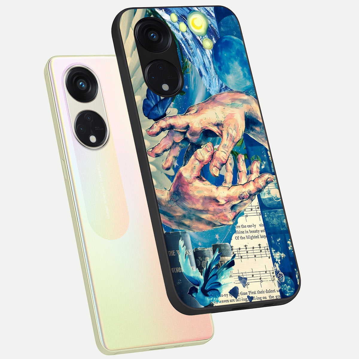  Aesthetic Divider phone case For Oppo Reno 8T 5G showing premium glass back cover with detailed artwork