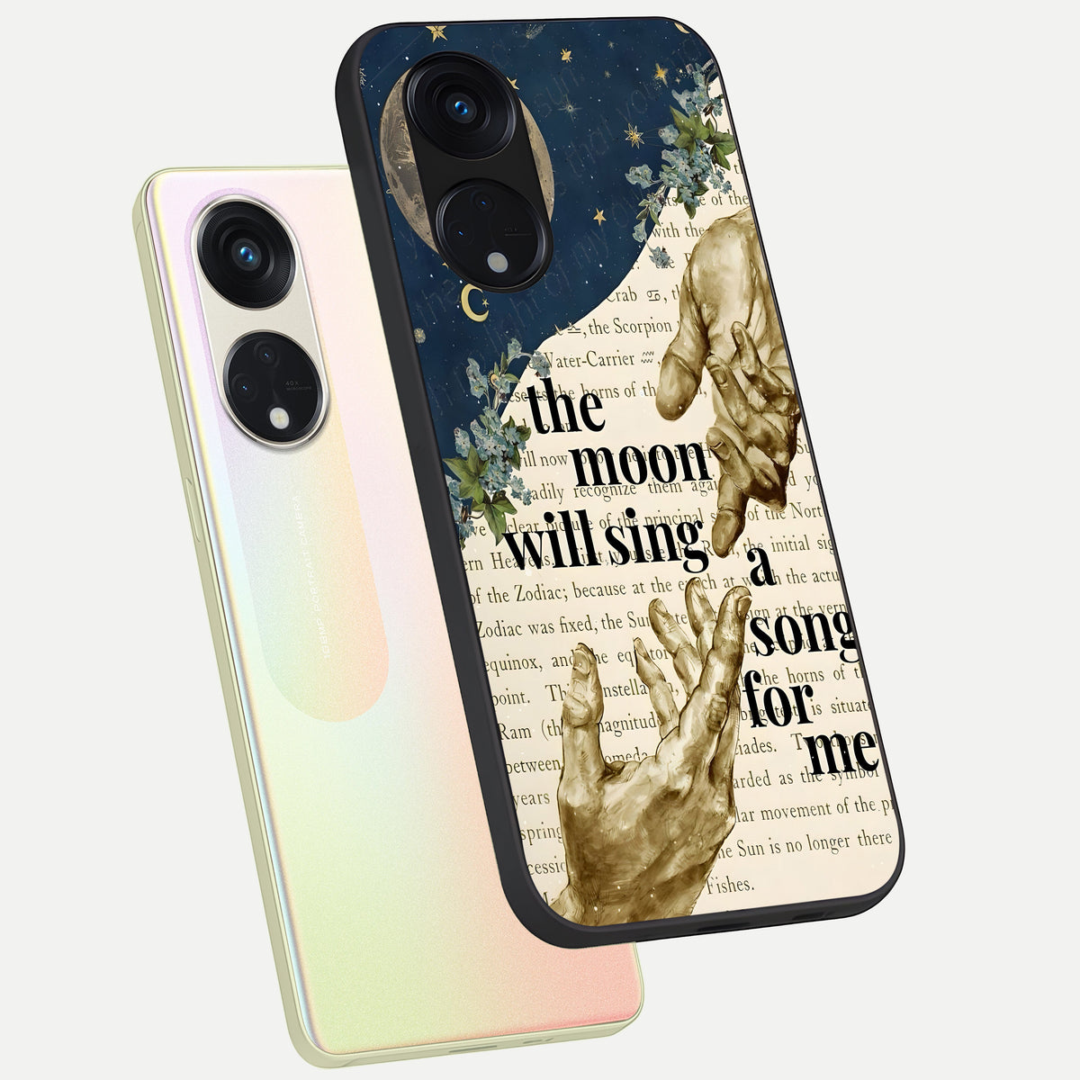  Aesthetic Divine phone case For Oppo Reno 8T 5G showing premium glass back cover with detailed artwork
