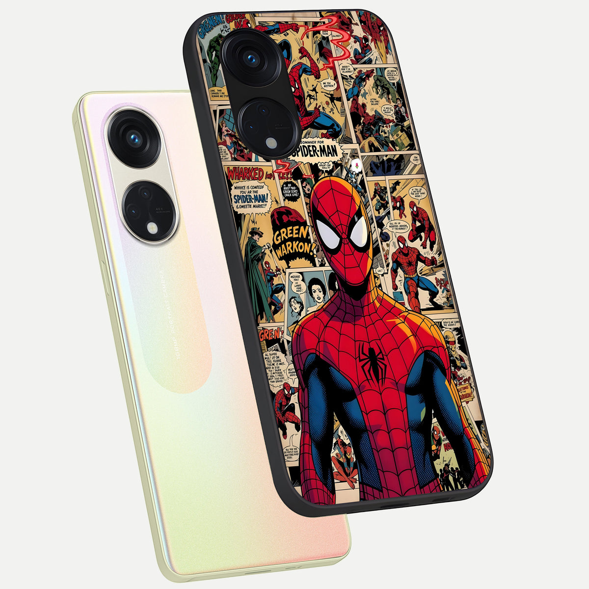  Aesthetic Spider phone case For Oppo Reno 8T 5G showing premium glass back cover with detailed artwork