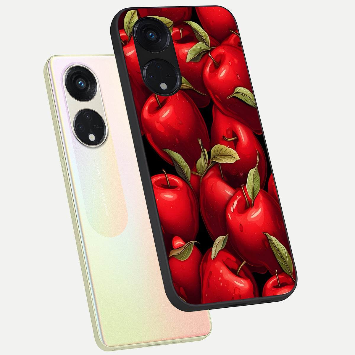  Apple Pattern phone case For Oppo Reno 8T 5G showing premium glass back cover with detailed artwork