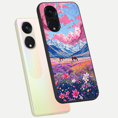  Blossom Valley Dream phone case For Oppo Reno 8T 5G showing premium glass back cover with detailed artwork