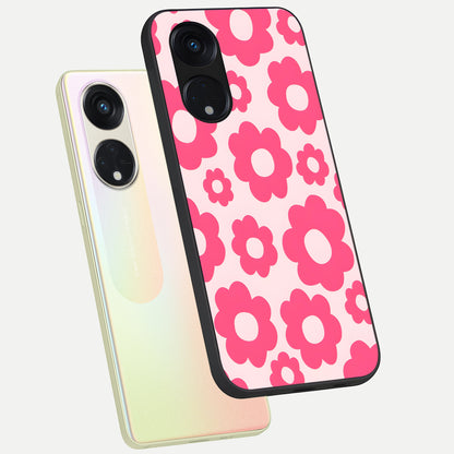  Blush Flower Pop phone case For Oppo Reno 8T 5G showing premium glass back cover with detailed artwork