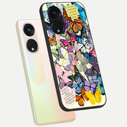  Butterflies Petal Dream phone case For Oppo Reno 8T 5G showing premium glass back cover with detailed artwork