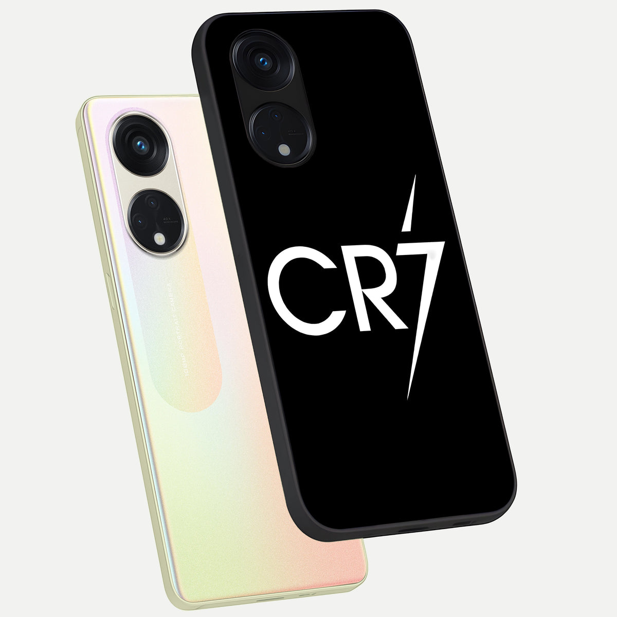  CR7 Elite Strike phone case For Oppo Reno 8T 5G showing premium glass back cover with detailed artwork