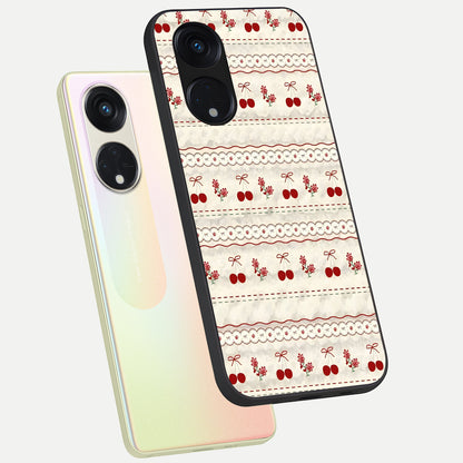  Cherry Bloom Charm phone case For Oppo Reno 8T 5G showing premium glass back cover with detailed artwork
