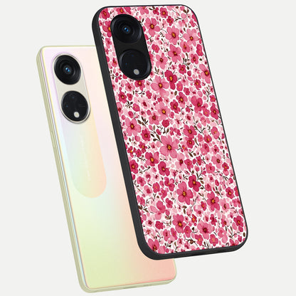  Cherry Blossom Charm phone case For Oppo Reno 8T 5G showing premium glass back cover with detailed artwork
