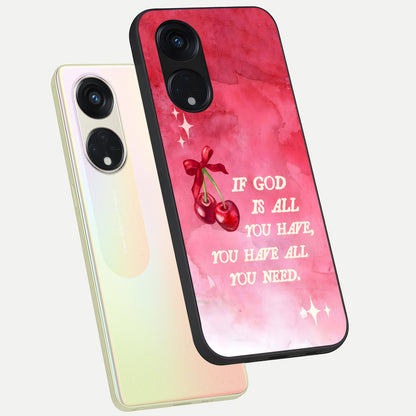  Cherry Quote phone case For Oppo Reno 8T 5G showing premium glass back cover with detailed artwork