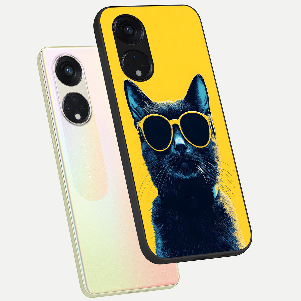  Cool Cat Vibes phone case For Oppo Reno 8T 5G showing premium glass back cover with detailed artwork