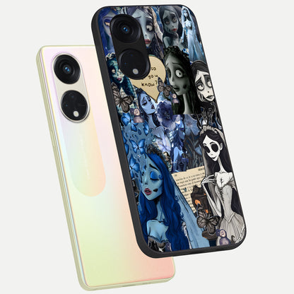  Corpse Bride Posters phone case For Oppo Reno 8T 5G showing premium glass back cover with detailed artwork