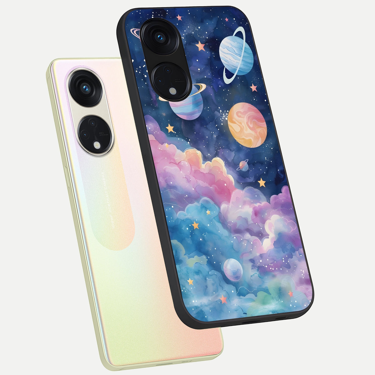  Cosmic Planet Dreams phone case For Oppo Reno 8T 5G showing premium glass back cover with detailed artwork