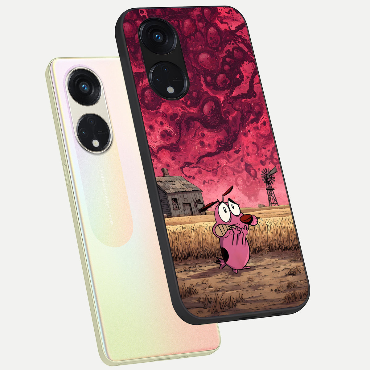  Courage Under Sky phone case For Oppo Reno 8T 5G showing premium glass back cover with detailed artwork