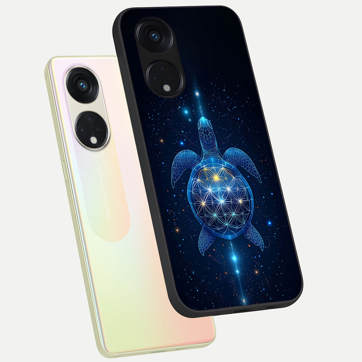  Crimson Blue Turtle phone case For Oppo Reno 8T 5G showing premium glass back cover with detailed artwork