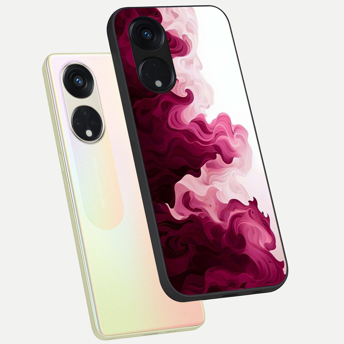  Crimson Wave Flow phone case For Oppo Reno 8T 5G showing premium glass back cover with detailed artwork