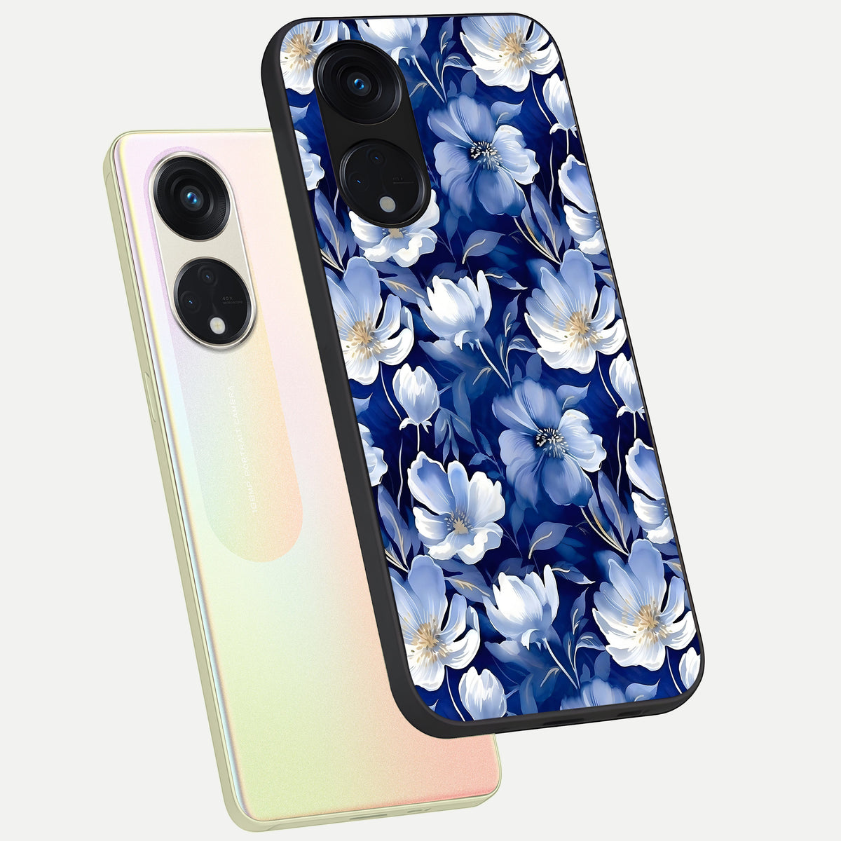  Cute Floral Patterns phone case For Oppo Reno 8T 5G showing premium glass back cover with detailed artwork