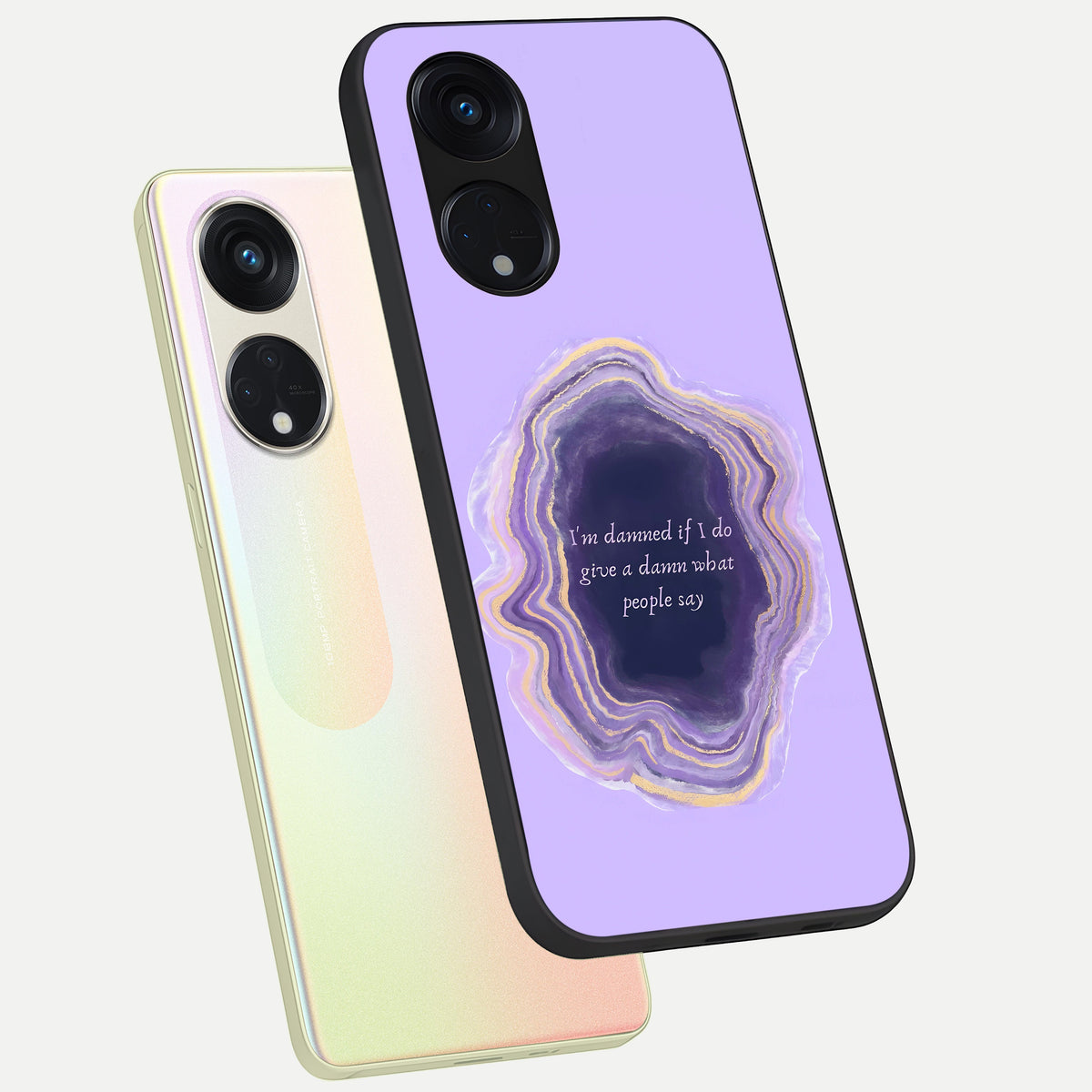  Damned People Quote phone case For Oppo Reno 8T 5G showing premium glass back cover with detailed artwork