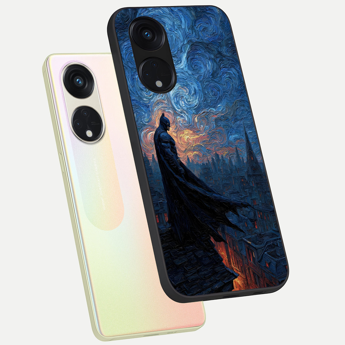  Dark Knight Dusk phone case For Oppo Reno 8T 5G showing premium glass back cover with detailed artwork