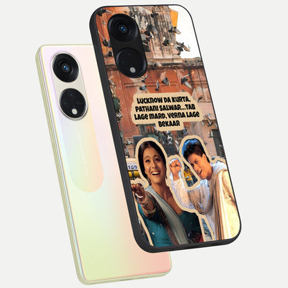  Desi Retro Vibes phone case For Oppo Reno 8T 5G showing premium glass back cover with detailed artwork