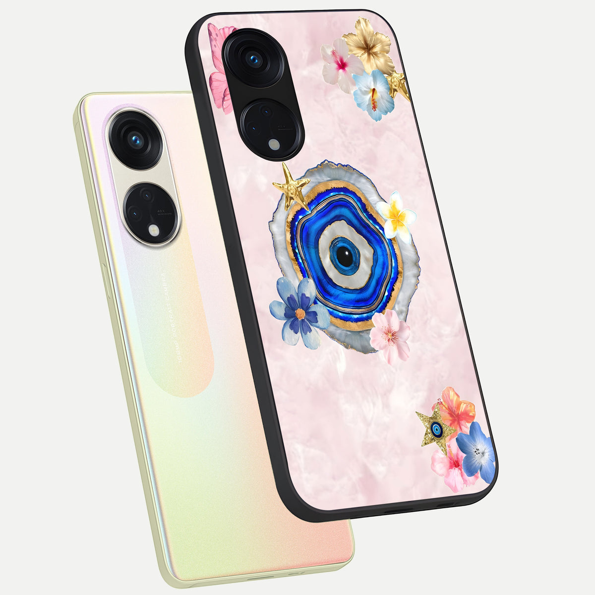  Divine Aura Bloom phone case For Oppo Reno 8T 5G showing premium glass back cover with detailed artwork