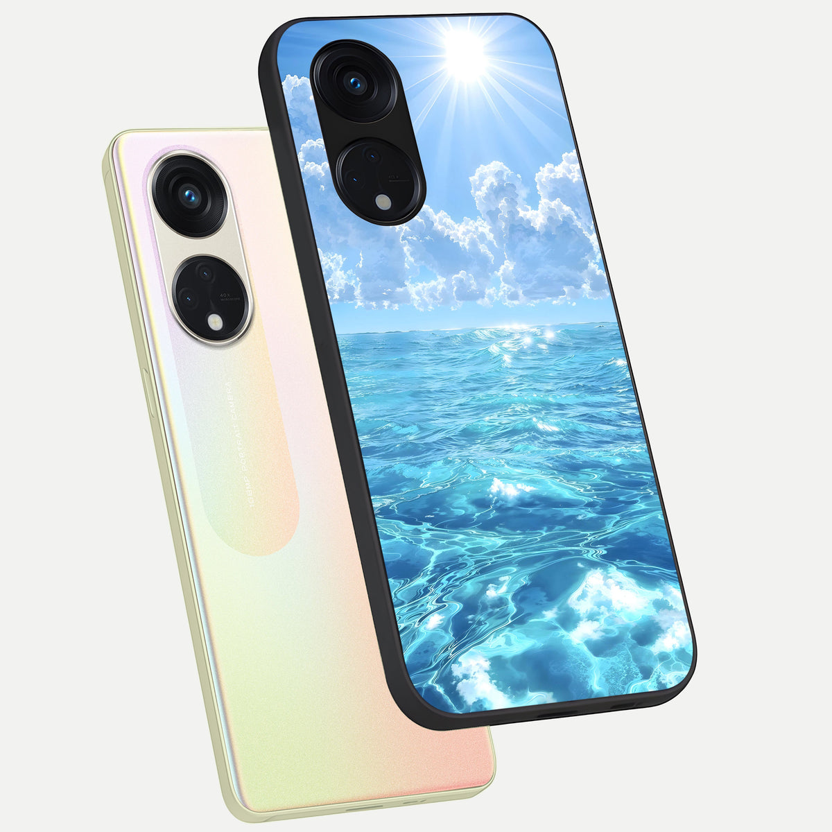 Endless Ocean Horizon phone case For Oppo Reno 8T 5G showing premium glass back cover with detailed artwork