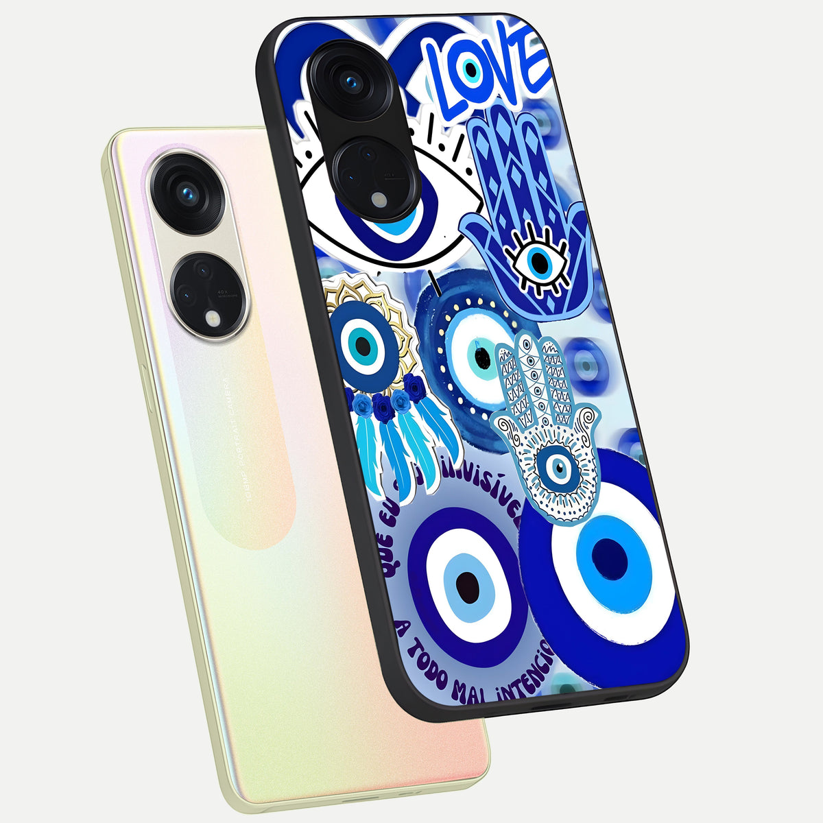  Evil Eyes Dream phone case For Oppo Reno 8T 5G showing premium glass back cover with detailed artwork