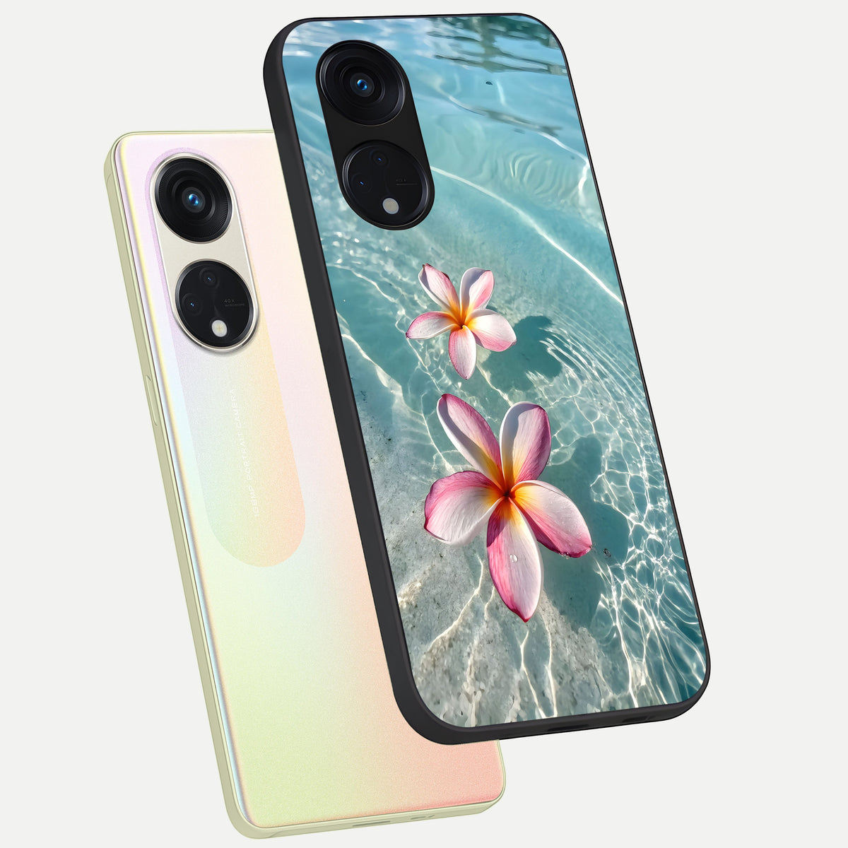  Floating Bloom Bliss phone case For Oppo Reno 8T 5G showing premium glass back cover with detailed artwork