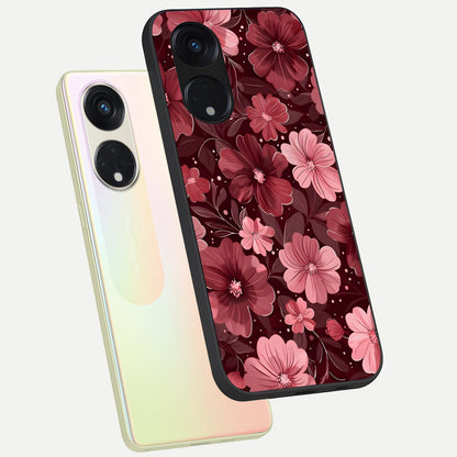  Flower Blush Bloom phone case For Oppo Reno 8T 5G showing premium glass back cover with detailed artwork