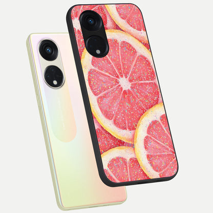  Glitter Grapefruit phone case For Oppo Reno 8T 5G showing premium glass back cover with detailed artwork