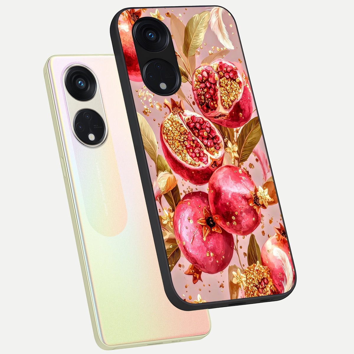  Golden Bloom Glow phone case For Oppo Reno 8T 5G showing premium glass back cover with detailed artwork