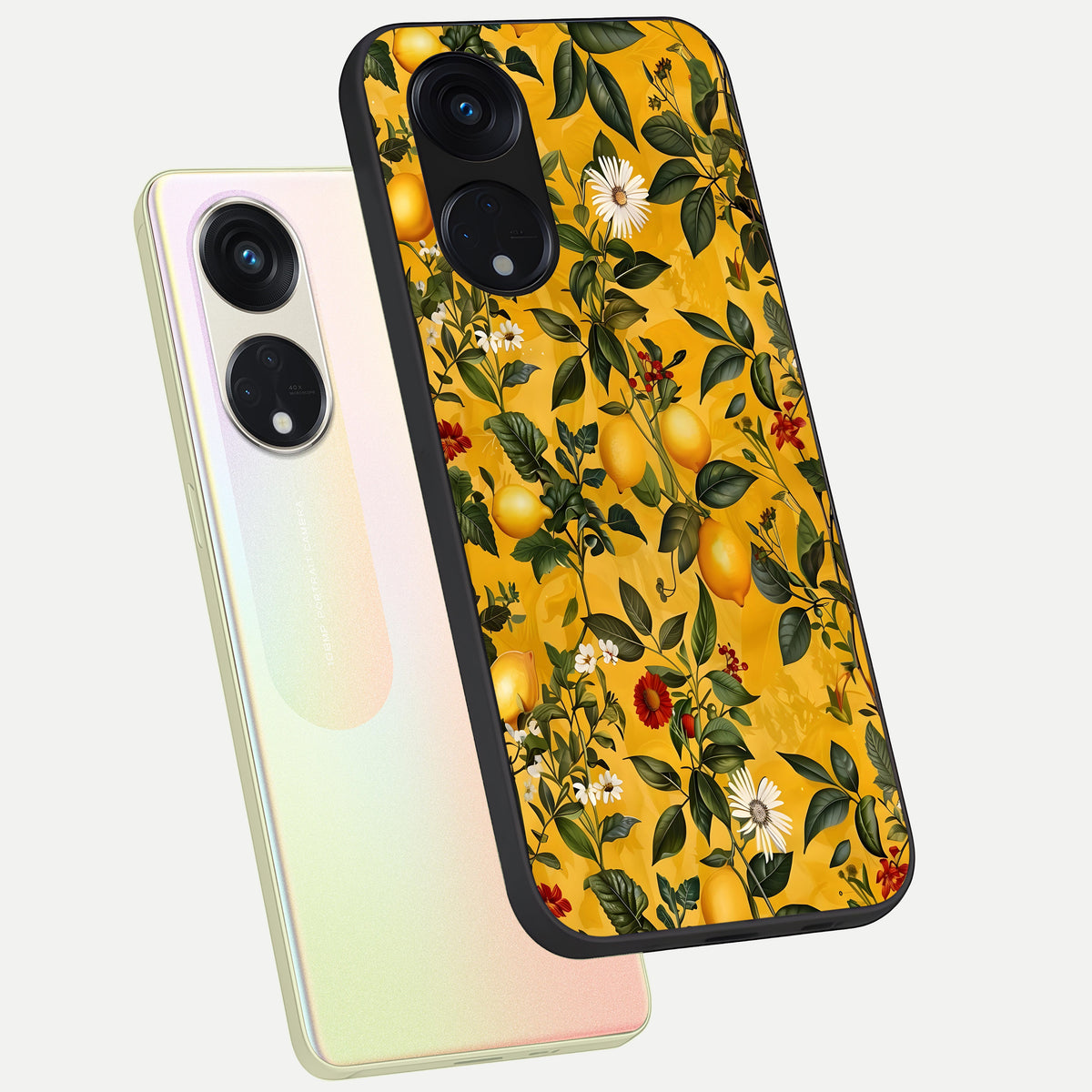 Golden Lemon Field phone case For Oppo Reno 8T 5G showing premium glass back cover with detailed artwork