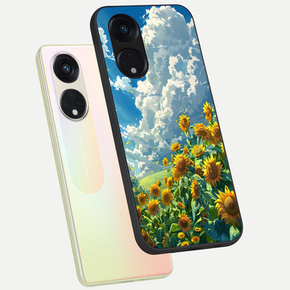 Golden Sun Glory phone case For Oppo Reno 8T 5G showing premium glass back cover with detailed artwork