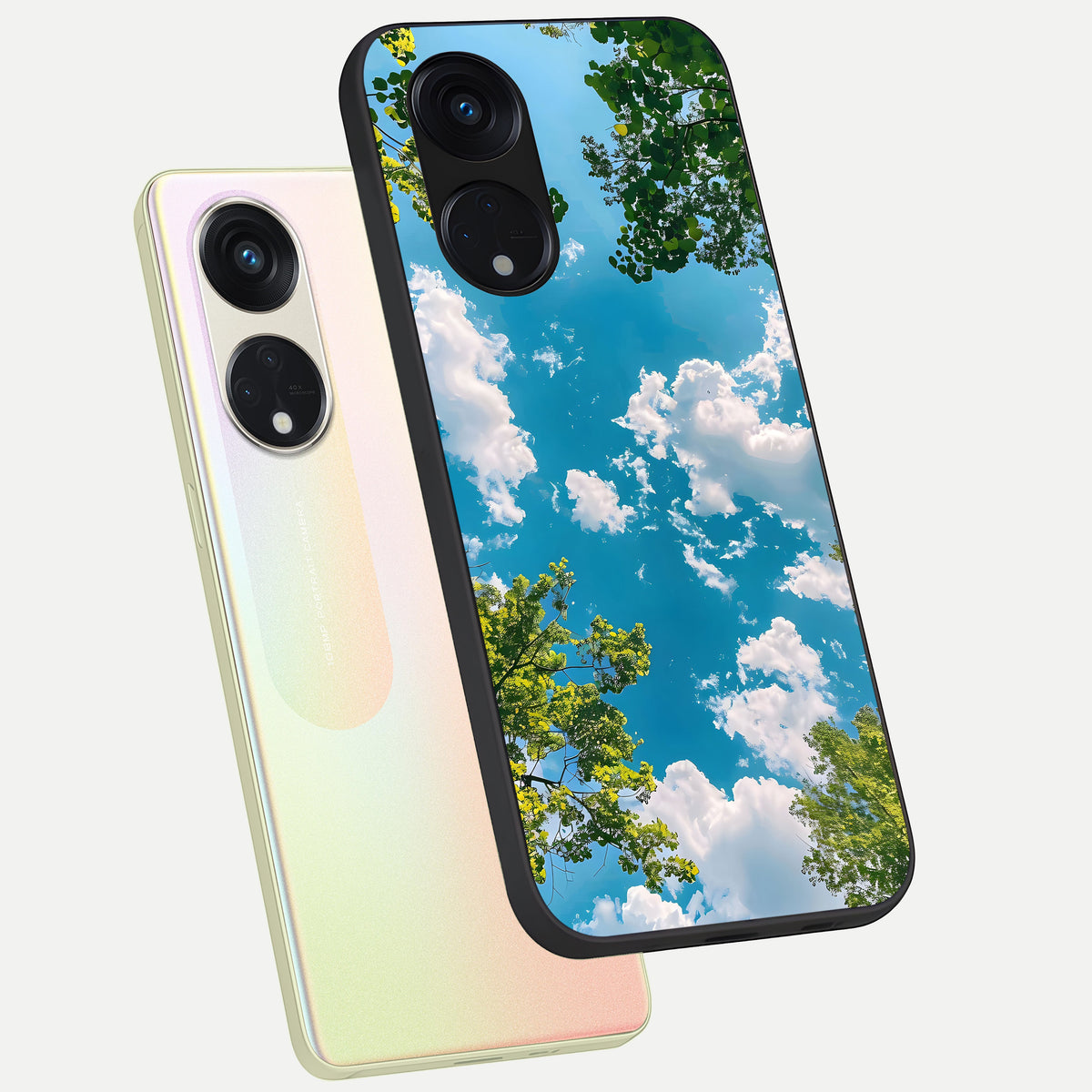  Green Moon Energy phone case For Oppo Reno 8T 5G showing premium glass back cover with detailed artwork