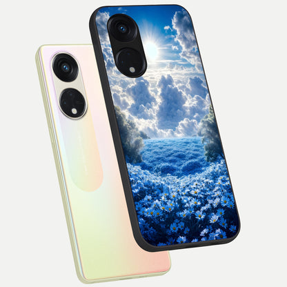  Heavenly Daisy Horizon phone case For Oppo Reno 8T 5G showing premium glass back cover with detailed artwork