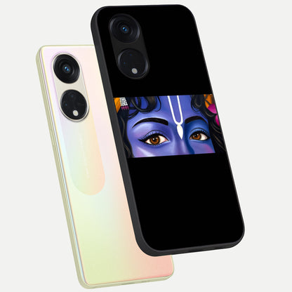  Krishna Eye phone case For Oppo Reno 8T 5G showing premium glass back cover with detailed artwork